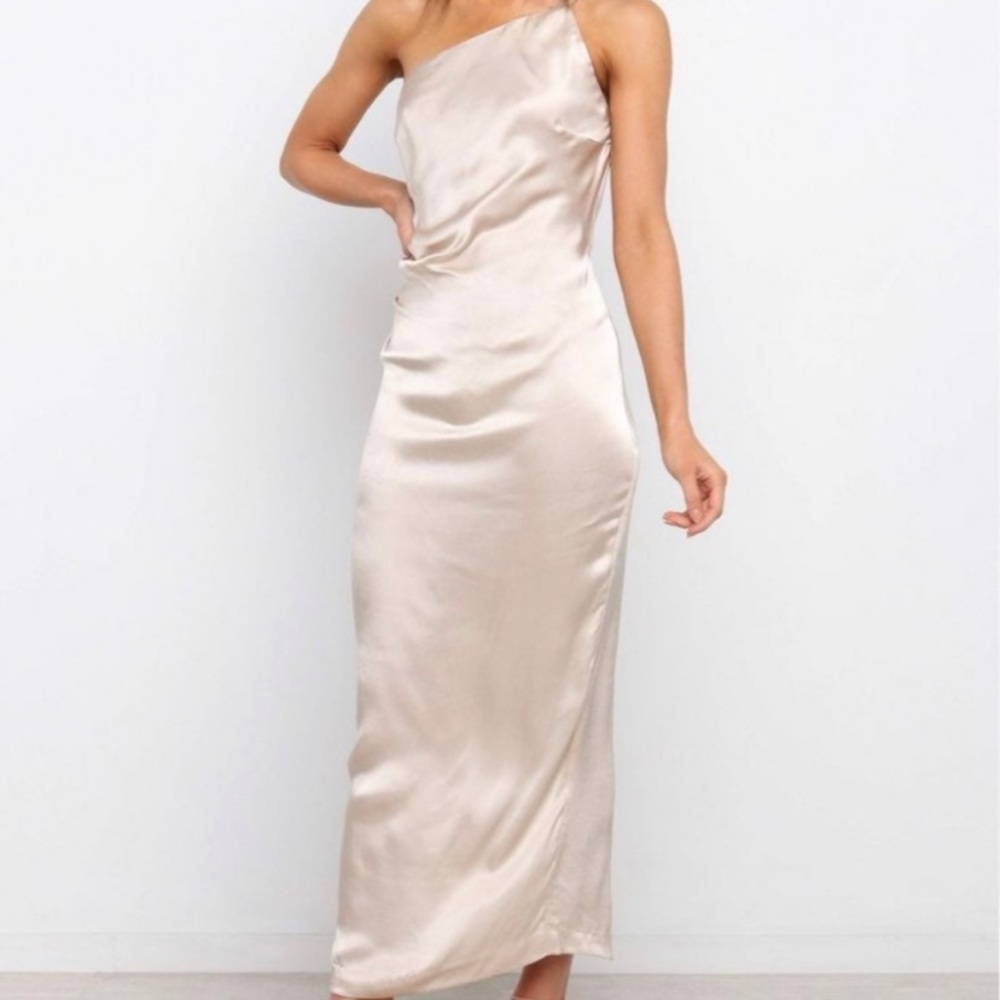 Petal & Pup Champagne Midi Dress (size 8)